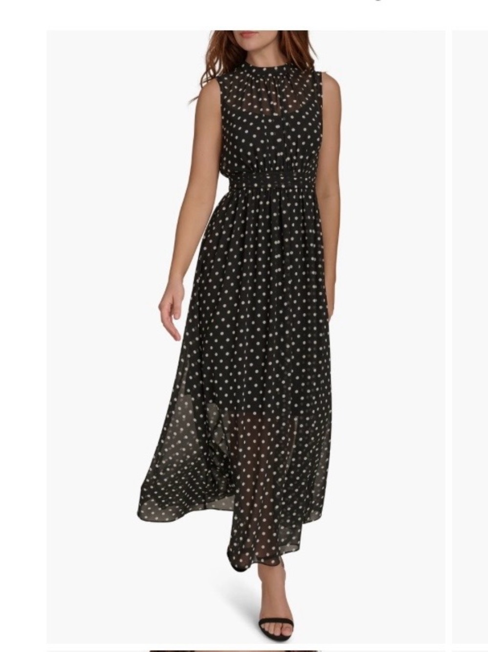 Tommy Hilfiger Polka Dot Maxi Dress Black White Size 8 Sleeveless No Belt